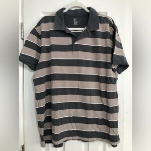 GAP Gray two toned Striped 100% Cotton polo shirt men’s size XXL Y2k